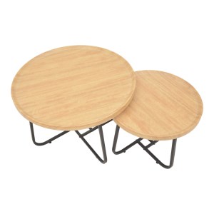 pak-029-000242-1 TΡΑΠΕΖΙΑ ΣΑΛΟΝΙΟΥ CRISMORY PAKOWORLD ΣΕΤ 2ΤΕΜ MDF ΣΕ ΦΥΣΙΚΗ ΑΠΟΧΡΩΣΗ ΚΑΙ ΜΑΥΡΑ ΜΕΤΑΛΛΙΚΑ ΠΟΔΙΑ