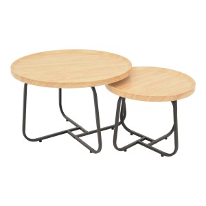pak-029-000242 TΡΑΠΕΖΙΑ ΣΑΛΟΝΙΟΥ CRISMORY PAKOWORLD ΣΕΤ 2ΤΕΜ MDF ΣΕ ΦΥΣΙΚΗ ΑΠΟΧΡΩΣΗ ΚΑΙ ΜΑΥΡΑ ΜΕΤΑΛΛΙΚΑ ΠΟΔΙΑ