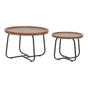 pak-029-000243 TΡΑΠΕΖΙΑ ΣΑΛΟΝΙΟΥ CRISMORY PAKOWORLD ΣΕΤ 2ΤΕΜ MDF ΣΕ ΚΑΦΕ ΑΠΟΧΡΩΣΗ ΚΑΙ ΜΑΥΡΑ ΜΕΤΑΛΛΙΚΑ ΠΟΔΙΑ
