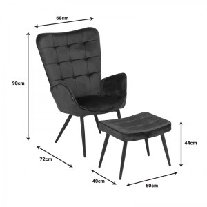 pak-029-000244-5 ΠΟΛΥΘΡΟΝΑ MADDISON ΜΕ ΥΠΟΠΟΔΙΟ-ΜΑΞΙΛΑΡΙ PAKOWORLD ΣΚΟΥΡΟ ΠΡΑΣΙΝΟ ΒΕΛΟΥΔΟ-ΠΟΔΙ ΦΥΣΙΚΟ 68X72X98ΕΚ