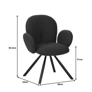 pak-029-000249-8 ΠΟΛΥΘΡΟΝΑ GARZELE INART ΜΠΕΖ ΜΠΟΥΚΛΕ ΥΦΑΣΜΑ-ΠΟΔΙ ΜΑΥΡΟ ΜΕΤΑΛΛΟ 68X66X82.5ΕΚ
