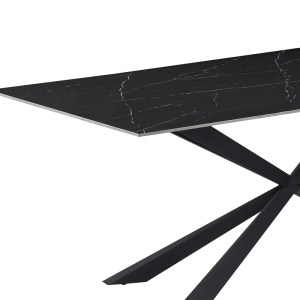 pak-029-000261-3 ΤΡΑΠΕΖΙ COZLINE INART ΜΑΥΡΟ ΜΑΡΜΑΡΟΥ SINTERED STONE-ΠΟΔΙ ΜΑΥΡΟ ΜΕΤΑΛΛΟ 180X90X76ΕΚ
