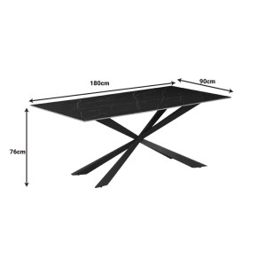 pak-029-000261-5 ΤΡΑΠΕΖΙ COZLINE INART ΜΑΥΡΟ ΜΑΡΜΑΡΟΥ SINTERED STONE-ΠΟΔΙ ΜΑΥΡΟ ΜΕΤΑΛΛΟ 180X90X76ΕΚ