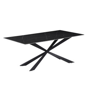 pak-029-000261 ΤΡΑΠΕΖΙ COZLINE INART ΜΑΥΡΟ ΜΑΡΜΑΡΟΥ SINTERED STONE-ΠΟΔΙ ΜΑΥΡΟ ΜΕΤΑΛΛΟ 180X90X76ΕΚ