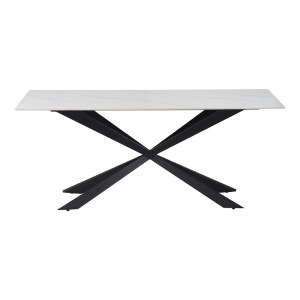 pak-029-000262-1 ΤΡΑΠΕΖΙ COZLINE INART ΛΕΥΚΟ ΜΑΡΜΑΡΟΥ SINTERED STONE-ΠΟΔΙ ΜΑΥΡΟ ΜΕΤΑΛΛΟ 180X90X76ΕΚ
