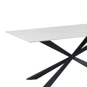 pak-029-000262-3 ΤΡΑΠΕΖΙ COZLINE INART ΛΕΥΚΟ ΜΑΡΜΑΡΟΥ SINTERED STONE-ΠΟΔΙ ΜΑΥΡΟ ΜΕΤΑΛΛΟ 180X90X76ΕΚ