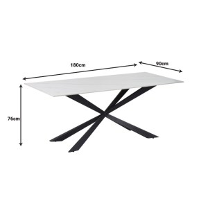 pak-029-000262-5 ΤΡΑΠΕΖΙ COZLINE INART ΛΕΥΚΟ ΜΑΡΜΑΡΟΥ SINTERED STONE-ΠΟΔΙ ΜΑΥΡΟ ΜΕΤΑΛΛΟ 180X90X76ΕΚ