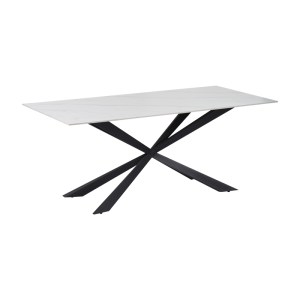 pak-029-000262 ΤΡΑΠΕΖΙ COZLINE INART ΛΕΥΚΟ ΜΑΡΜΑΡΟΥ SINTERED STONE-ΠΟΔΙ ΜΑΥΡΟ ΜΕΤΑΛΛΟ 180X90X76ΕΚ
