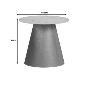 pak-029-000266-3 ΒΟΗΘΗΤΙΚΟ ΤΡΑΠΕΖΙ SOLEIRE INART ΛΕΥΚΟ ΜΑΡΜΑΡΟΥ SINTERED STONE Φ50X46ΕΚ