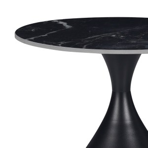 pak-029-000275-1 ΒΟΗΘΗΤΙΚΟ ΤΡΑΠΕΖΙ KIRKENE INART SINTERED STONE ΣΕ ΑΠΟΧΡΩΣΗ ΜΑΥΡΟ ΜΑΡΜΑΡΟΥ ΜΕ ΜΑΥΡΟ ΜΕΤΑΛΛΟ Φ50X50ΕΚ
