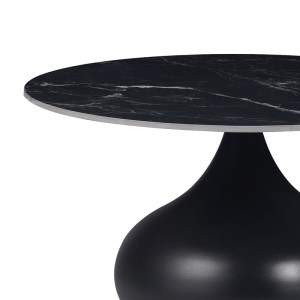 pak-029-000276-1 ΒΟΗΘΗΤΙΚΟ ΤΡΑΠΕΖΙ KIRKENE INART SINTERED STONE ΣΕ ΑΠΟΧΡΩΣΗ ΜΑΥΡΟ ΜΑΡΜΑΡΟΥ ΜΕ ΜΑΥΡΟ ΜΕΤΑΛΛΟ Φ70X40ΕΚ