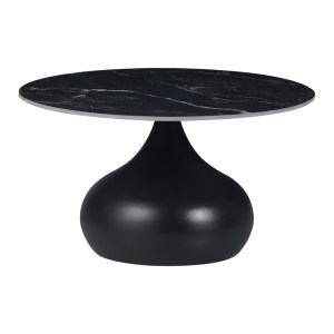 pak-029-000276 ΒΟΗΘΗΤΙΚΟ ΤΡΑΠΕΖΙ KIRKENE INART SINTERED STONE ΣΕ ΑΠΟΧΡΩΣΗ ΜΑΥΡΟ ΜΑΡΜΑΡΟΥ ΜΕ ΜΑΥΡΟ ΜΕΤΑΛΛΟ Φ70X40ΕΚ