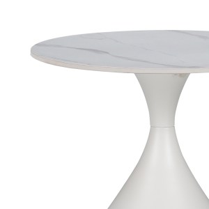 pak-029-000277-1 ΒΟΗΘΗΤΙΚΟ ΤΡΑΠΕΖΙ KIRKENE INART SINTERED STONE ΣΕ ΑΠΟΧΡΩΣΗ ΛΕΥΚΟ ΜΑΡΜΑΡΟΥ ΜΕ ΛΕΥΚΟ ΜΕΤΑΛΛΟ Φ50X50ΕΚ