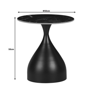 pak-029-000277-3 ΒΟΗΘΗΤΙΚΟ ΤΡΑΠΕΖΙ KIRKENE INART SINTERED STONE ΣΕ ΑΠΟΧΡΩΣΗ ΛΕΥΚΟ ΜΑΡΜΑΡΟΥ ΜΕ ΛΕΥΚΟ ΜΕΤΑΛΛΟ Φ50X50ΕΚ