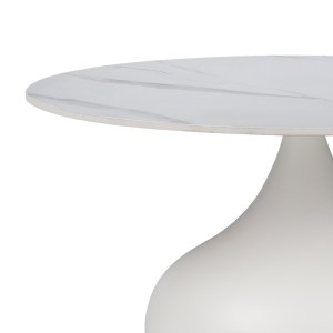 pak-029-000278-1 ΒΟΗΘΗΤΙΚΟ ΤΡΑΠΕΖΙ KIRKENE INART SINTERED STONE ΣΕ ΑΠΟΧΡΩΣΗ ΛΕΥΚΟ ΜΑΡΜΑΡΟΥ ΜΕ ΛΕΥΚΟ ΜΕΤΑΛΛΟ Φ70X40ΕΚ