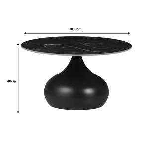 pak-029-000278-3 ΒΟΗΘΗΤΙΚΟ ΤΡΑΠΕΖΙ KIRKENE INART SINTERED STONE ΣΕ ΑΠΟΧΡΩΣΗ ΛΕΥΚΟ ΜΑΡΜΑΡΟΥ ΜΕ ΛΕΥΚΟ ΜΕΤΑΛΛΟ Φ70X40ΕΚ