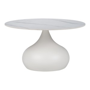 pak-029-000278 ΒΟΗΘΗΤΙΚΟ ΤΡΑΠΕΖΙ KIRKENE INART SINTERED STONE ΣΕ ΑΠΟΧΡΩΣΗ ΛΕΥΚΟ ΜΑΡΜΑΡΟΥ ΜΕ ΛΕΥΚΟ ΜΕΤΑΛΛΟ Φ70X40ΕΚ