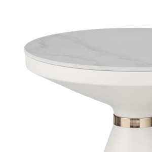 pak-029-000279-1 ΒΟΗΘΗΤΙΚΟ ΤΡΑΠΕΖΙ COOZLIN INART SINTERED STONE ΣΕ ΑΠΟΧΡΩΣΗ ΛΕΥΚΟ ΜΑΡΜΑΡΟΥ ΜΕ ΛΕΥΚΟ-ΧΡΥΣΟ ΜΕΤΑΛΛΟ Φ50X50ΕΚ