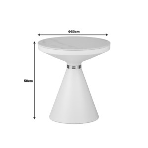 pak-029-000279-3 ΒΟΗΘΗΤΙΚΟ ΤΡΑΠΕΖΙ COOZLIN INART SINTERED STONE ΣΕ ΑΠΟΧΡΩΣΗ ΛΕΥΚΟ ΜΑΡΜΑΡΟΥ ΜΕ ΛΕΥΚΟ-ΧΡΥΣΟ ΜΕΤΑΛΛΟ Φ50X50ΕΚ