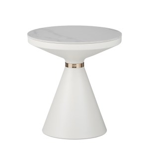 pak-029-000279 ΒΟΗΘΗΤΙΚΟ ΤΡΑΠΕΖΙ COOZLIN INART SINTERED STONE ΣΕ ΑΠΟΧΡΩΣΗ ΛΕΥΚΟ ΜΑΡΜΑΡΟΥ ΜΕ ΛΕΥΚΟ-ΧΡΥΣΟ ΜΕΤΑΛΛΟ Φ50X50ΕΚ