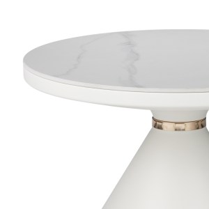 pak-029-000280-1 ΒΟΗΘΗΤΙΚΟ ΤΡΑΠΕΖΙ COOZLIN INART SINTERED STONE ΣΕ ΑΠΟΧΡΩΣΗ ΛΕΥΚΟ ΜΑΡΜΑΡΟΥ ΜΕ ΛΕΥΚΟ-ΧΡΥΣΟ ΜΕΤΑΛΛΟ Φ70X40ΕΚ