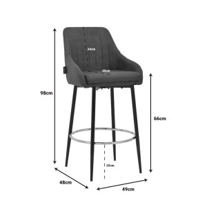 pak-029-000288-8 ΣΚΑΜΠΟ BAR PATRIN PAKOWORLD ΑΝΘΡΑΚΙ PU-ΠΟΔΙ ΜΕΤΑΛΛΟ ΣΕ ΜΑΥΡΗ ΑΠΟΧΡΩΣΗ