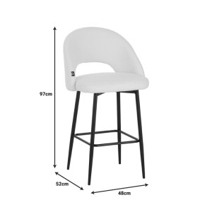 pak-029-000302-5 ΣΚΑΜΠΟ ΜΠΑΡ MASEBO PAKOWORLD ΜΠΟΥΚΛΕ ΥΦΑΣΜΑ ΣΕ ΛΕΥΚΗ ΑΠΟΧΡΩΣΗ ΜΕ ΜΑΥΡΑ ΜΕΤΑΛΛΙΚΑ ΠΟΔΙΑ 48X52X97ΕΚ