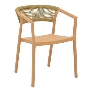 pak-029-000332 ΠΟΛΥΘΡΟΝΑ SILLIA PAKOWORLD ΣΤΟΙΒΑΖΟΜΕΝΗ PP CAPPUCCINO ΑΠΟΧΡΩΣΗ ΜΕ ΜΠΕΖ RATTAN 55X52X74.5ΕΚ