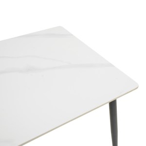 pak-029-000377-3 ΤΡΑΠΕΖΙ GUSTAS Ι PAKOWORLD ΛΕΥΚΟ ΜΑΡΜΑΡΟΥ SINTERED STONE-ΜΑΥΡΟ ΜΕΤΑΛΛΟ 120X80X76ΕΚ