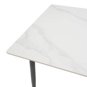 pak-029-000377-4 ΤΡΑΠΕΖΙ GUSTAS Ι PAKOWORLD ΛΕΥΚΟ ΜΑΡΜΑΡΟΥ SINTERED STONE-ΜΑΥΡΟ ΜΕΤΑΛΛΟ 120X80X76ΕΚ