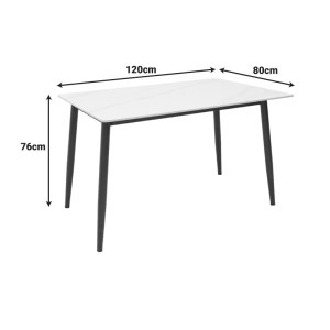pak-029-000377-5 ΤΡΑΠΕΖΙ GUSTAS Ι PAKOWORLD ΛΕΥΚΟ ΜΑΡΜΑΡΟΥ SINTERED STONE-ΜΑΥΡΟ ΜΕΤΑΛΛΟ 120X80X76ΕΚ