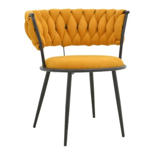pak-029-000378 ΠΟΛΥΘΡΟΝΑ ALKIA I PAKOWORLD ΥΦΑΣΜΑ ΣΕ ΚΙΤΡΙΝΗ ΑΠΟΧΡΩΣΗ- ΠΟΔΙ ΜΑΥΡΟ ΜΕΤΑΛΛΟ 57X58.5X72ΕΚ