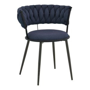 pak-029-000380 ΠΟΛΥΘΡΟΝΑ ALKIA I PAKOWORLD ΥΦΑΣΜΑ ΣΕ ΑΠΟΧΡΩΣΗ ΜΠΛΕ ΣΚΟΥΡΟ- ΠΟΔΙ ΜΑΥΡΟ ΜΕΤΑΛΛΟ 57X58.5X72ΕΚ