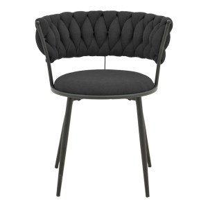 pak-029-000381-3 ΠΟΛΥΘΡΟΝΑ ALKIA I PAKOWORLD ΥΦΑΣΜΑ ΣΕ ΜΑΥΡΗ ΑΠΟΧΡΩΣΗ- ΠΟΔΙ ΜΑΥΡΟ ΜΕΤΑΛΛΟ 57X58.5X72ΕΚ