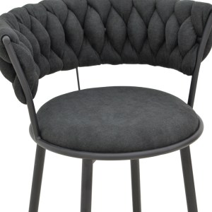 pak-029-000381-5 ΠΟΛΥΘΡΟΝΑ ALKIA I PAKOWORLD ΥΦΑΣΜΑ ΣΕ ΜΑΥΡΗ ΑΠΟΧΡΩΣΗ- ΠΟΔΙ ΜΑΥΡΟ ΜΕΤΑΛΛΟ 57X58.5X72ΕΚ