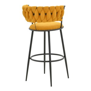 pak-029-000383-1 ΣΚΑΜΠΟ ΜΠΑΡ ALKIA I PAKOWORLD ΥΦΑΣΜΑ ΣΕ ΚΙΤΡΙΝΗ ΑΠΟΧΡΩΣΗ- ΠΟΔΙ ΜΑΥΡΟ ΜΕΤΑΛΛΟ 50X56X95ΕΚ