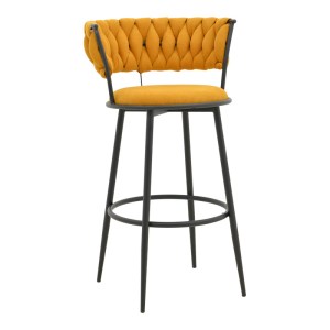 pak-029-000383 ΣΚΑΜΠΟ ΜΠΑΡ ALKIA I PAKOWORLD ΥΦΑΣΜΑ ΣΕ ΚΙΤΡΙΝΗ ΑΠΟΧΡΩΣΗ- ΠΟΔΙ ΜΑΥΡΟ ΜΕΤΑΛΛΟ 50X56X95ΕΚ