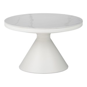 pak-029-000417 ΤΡΑΠΕΖΙ ΣΑΛΟΝΙΟΥ COOZLIN INART SINTERED STONE ΣΕ ΑΠΟΧΡΩΣΗ ΛΕΥΚΟ ΜΑΡΜΑΡΟΥ ΜΕ ΛΕΥΚΟ ΜΕΤΑΛΛΟ Φ70X40ΕΚ