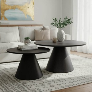 pak-029-000422 TΡΑΠΕΖΙΑ ΣΑΛΟΝΙΟΥ DONDA  PAKOWORLD MDF ΣΕΤ 2ΤΕΜ. ΜΑΥΡΟ