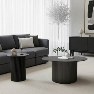 pak-029-000425 TΡΑΠΕΖΙΑ ΣΑΛΟΝΙΟΥ DOVEL PAKOWORLD MDF ΣΕΤ 2ΤΕΜ. ΜΑΥΡΟ