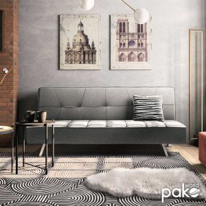 pak-035-000061-1 ΚΑΝΑΠΕΣ-ΚΡΕΒΑΤΙ TRAVIS PAKOWORLD 3ΘΕΣΙΟΣ ΥΦΑΣΜΑ ΓΚΡΙ 175X83X74ΕΚ
