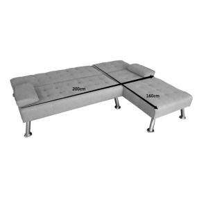 pak-035-000070-5 ΓΩΝΙΑΚΟΣ ΚΑΝΑΠΕΣ-ΚΡΕΒΑΤΙ ΑΝΑΣΤΡΕΨΙΜΟΣ BRISK PAKOWORLD ΚΑΦΕ-ΓΚΡΙ ΥΦΑΣΜΑ 200X146X75ΕΚ
