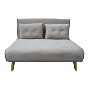 pak-035-000091-1 ΚΑΝΑΠΕΣ-ΚΡΕΒΑΤΙ JOSUANE PAKOWORLD ΔΙΘΕΣΙΟΣ ΓΚΡΙ ΒΕΛΟΥΔΟ ΚΑΙ ΞΥΛΙΝΟ ΠΟΔΙ ΣΕ ΦΥΣΙΚΗ ΑΠΟΧΡΩΣΗ 117X80X81ΕΚ