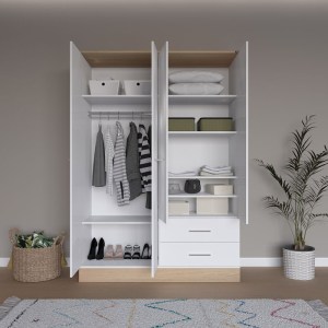 pak-039-000198-1 ΝΤΟΥΛΑΠΑ ΡΟΥΧΩΝ HARMONY PAKOWORLD ΤΕΤΡΑΦΥΛΛΗ ΣΕ OAK-ΛΕΥΚΗ ΑΠΟΧΡΩΣΗ 137X52X198ΕΚ