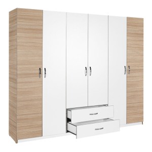 pak-039-000215-4 ΝΤΟΥΛΑΠΑ ΡΟΥΧΩΝ DORMIE PAKOWORLD ΕΞΑΦΥΛΛΗ ΜΕ ΣΥΡΤΑΡΙΑ ΣΕ ΛΕΥΚΗ ΑΠΟΧΡΩΣΗ 206X52X213ΕΚ