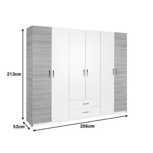 pak-039-000215-5 ΝΤΟΥΛΑΠΑ ΡΟΥΧΩΝ DORMIE PAKOWORLD ΕΞΑΦΥΛΛΗ ΜΕ ΣΥΡΤΑΡΙΑ ΣΕ ΛΕΥΚΗ ΑΠΟΧΡΩΣΗ 206X52X213ΕΚ