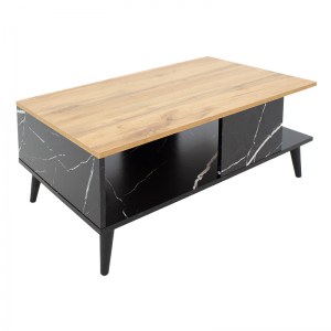 pak-049-000065-2 ΤΡΑΠΕΖΙ ΣΑΛΟΝΙΟΥ MOSES PAKOWORLD ΧΡΩΜΑ SONOMA-ΜΑΥΡΟ ΜΑΡΜΑΡΟΥ 90X54X37.5ΕΚ
