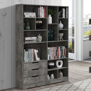 pak-049-000092-1 ΒΙΒΛΙΟΘΗΚΗ LUCINDA PAKOWORLD ΓΚΡΙ OAK 120X29.8X180.5ΕΚ