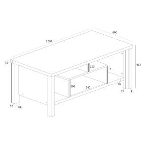 pak-049-000095-3 ΤΡΑΠΕΖΙ ΣΑΛΟΝΙΟΥ TRACY PAKOWORLD ΛΕΥΚΟ-ΓΚΡΙ 120X60X48.5ΕΚ