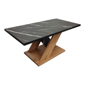 pak-049-000104-1 ΤΡΑΠΕΖΙ ΣΑΛΟΝΙΟΥ SOLANGE PAKOWORLD ΣΕ SONOMA ΜΕ ΜΑΥΡΗ ΟΨΗ ΜΑΡΜΑΡΟΥ 110X55X47.5ΕΚ